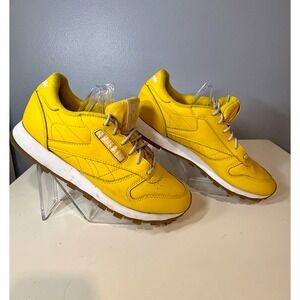 Reebok Classic Leather Yellow Women's Sneakers Size 7.5 Casual Athletic Shoes